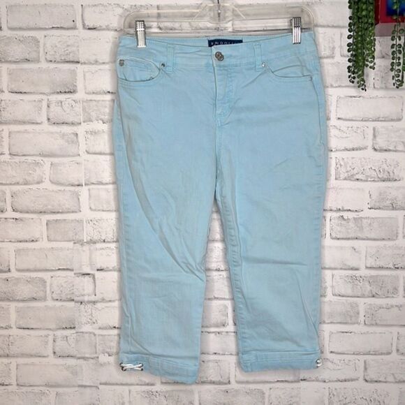 Bandolino Turquoise Jean Capri Pants Size 8P Petite - Picture 2 of 7